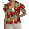 Femmes dessus de chemise Bazin Riche vêtements africains 100% coton imprimé manches bouffantes chemise avec bouton femmes vêtements africains WY3487