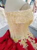 Arábia Saudita Vestidos de Novia Espumante 3D Applique com Ouro Beading Court Train Ball Ball Vestido de casamento