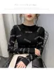 Spring new women's o-neck long sleeve bodycon tunic cotton fabric rhinestone letters patchwork shinny bling t-shirt tops plus3535