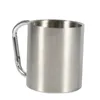 Edelstahl Metall Camping Tassen Reisen Outdoor Tasse Doppelwandige Tasse mit Karabinerhaken Griff Kaffeetasse Teetasse