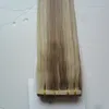 Tape in human hair extensions Straight 100g Peruvian virgin hair 40pcs skin weft tape hair extensions