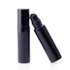 Black Aluminum Cap Black And Frosted 10ml Black Glass Roller Bottles With Gemstone Ball