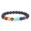 Fashion Natural Lava Rock bracelets 7 chakra stone charm Essential Oil Diffuser beads chain Bangle For women Men handmade Jewelry Bulk