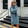 Simplee Elegant knitted dress women Autumn turtle neck female white sweater dress Sexy holiday solid ladies winter teal vestidos3983779