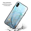 Marmor Härdad Glas Telefon Fodral Soft Edge Cover Hard Cover Shock Profit Housing Anti Scratch Protective Cover för iPhone XS Max Samsung S10e