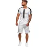LNCDIS Sports Thin Set Casual Mens Suits Mens Summer Leisure Fashion Color Collision Short Sleeve Shorts Men Tracksuit Set Q1