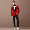 Novo Design Popular Um Botão Vermelho Do Noivo Do Casamento Smoking Xale Lapela Groomsmen Mens Jantar Ternos Blazer (Jacket + Pants + Tie) 409