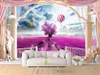 Beställnings- foto tapet 3d lavendel varmluftsballong romersk balkong 3d vardagsrum sovrum bakgrunds vägg dekoration tapeter