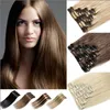 Women straight clip in extensions full head ponytail hair like human longht 22inch6754172