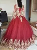Темно-красное золотое шариковое платье мусульманские скромные свадебные платья с половиной рукавами длиной до пола Корсет задние женские не белые винтажные платья зархии