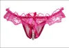 Transparent Sexy Underwear Women Thong Bow Lace Crotchless Intimates Women Sexy Panties Female Briefs + Pearl Beads Sex G String