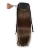 100 Remy Human Hair Clip Extension Golvende paardenstaart Wrap Around paardenstaart haarverlenging Rechte ééndelige wrap paardenstaart haarstukje f7742151