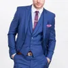 Royal Blue Groom Smoking Notch lapela Slim Fit Groomsmen vestido de casamento excelente homem jaqueta Blazer 3 Piece Suit (jaqueta + calça + colete + gravata) 659
