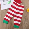 Set di abbigliamento a maniche lunghe per bambina e neonato di Natale Felpe con cappuccio per lettere di moda per neonati + abiti per pantaloni a righe