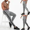 Pantaloni lunghi da uomo sportivi con stampa casual bodybuilding a vita flessibile LS 1217