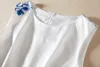 빈티지 꽃 인쇄 여성 A 라인 드레스 둥근 목 민소매 드레스 벨트