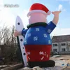 Outdoor Inflatable Father Christmas 3m/5m Height Blue Air Blown Santa Claus With A Surfboard For Club Xmas Decoration