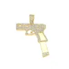 Pistool hanger kettingen hiphop sieraden voor mannen topkwaliteit mode hiphop twist kettingen vergulde volledige diamant accessoires gratis verzending