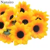 50 pcs 7 cm grande tête de fleur artificielle de tournesol en soie pour la décoration de boîte de mariage accessoires de Scrapbooking faits à la main fausses fleurs