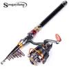 Canna da pesca telescopica Sougayilang 1.8-3.6m e mulinello da pesca 11BB canna da pesca portatile da viaggio canna da spinning combinata