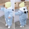 2019 winter panda molho de capuz bebê macacão bodysuit macacão recém -nascido menino garoto algodão neve infantil infantil use roupas