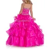 Perfekt änglar 2022New Ankomst Beaded Bodice Fuchsia Pink Kids Pageant Dresses Flower Girl Dresses