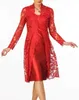 Robes mère de la mariée en dentelle rouge sur mesure avec veste longueur genou bijou cou robe d'invité de mariage grande taille robes formelles des mères