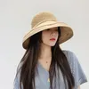 Moda 4 colores mujeres de ala ancha Hat Floppy Derby playa grande Sunhat paja envío gratis