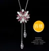 Sweater Chain Pendants Necklaces Quality Shine Jewelry Austrian Crystal Fashion Swan Star Lucky Flowers Fox Dancing Girl Necklace free DHL