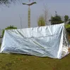 Riparo di emergenza Tenda in pellicola PET 240 * 150 cm Nastro impermeabile Mylar Rifugio termico di sopravvivenza Facile da trasportare Tende da campeggio Ombra GGA3387-3