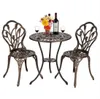 Free shipping Wholesales Hot sales European Style Aluminum Outdoor 3 Piece Tulip Bistro Set of Table and Chairs