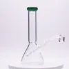 8inch Hookah Beaker Green Rim Glass Bong Waterpipe Dabrig Smoking Pipe with 1 clear downstem 1 clear bowl give 1 Quartz Banger for gift