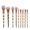 Partihandel 10st / Set Makeup Brush Set Professionell Blush Pulver Ögonbryn Ögonskugga Läppnos Rose Gold Blandning Make Up Borsta Kosmetiska Verktyg