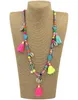 New Handmade Tassel Pendents Necklace Boho Chic Bohemiam Long Statement Necklaces Rainbow Colorful Beads Chain Necklace