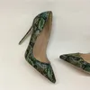 Escarpins d'été à pointes vernies vertes pour femmes, chaussures de mariage à bout pointu, talons hauts, photo réelle, marque de 12cm, 10cm, 8cm