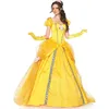 2019 Mode Kostuums Vrouwen Volwassen Belle Jurken Party Fancy Meisjes Bloem Geel Lange Prinses Jurk Vrouwelijke Anime Cosplay