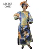 african dresses for woman african bazin riche design embroidery design dress long dress with scarf A064#266a