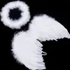 1 set mooie baby kinderen witte veer engelenvleugels met hoofdband hoofddeksels voor verjaardagsfeest decoratie hete verkoop