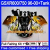 Kropp + Tank för SUZUKI SRAD GSXR 750 600 GSXR600 96 97 98 99 00 291HM.21 GSXR-600 Lager Blue Hot GSXR750 1996 1997 1998 1999 2000 Fairings