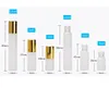 3ML 5ML 10ML Refillable Empty Frosted Glass Roller Bottles Eseential Oil Container with Stainless Steel Roller Ball and Gold Cap SN3148