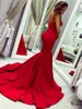 Szaty De Soiree Red Evening Dresses Mermaid Prom Sukienka Długi Tanie Bez Ramiączek Sweetheart Neckline Party Formalne Suknie Vestidos de Fiesta