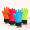 Heat Resistant Cooking Gloves Silicone Grilling Gloves Long Waterproof BBQ Kitchen Oven Mitts with Inner Cotton Layer JK2005