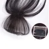 Clip invisibile in veri capelli umani Bangs Toppers 3D sottile mini estensione dei capelli legata a mano per le donne