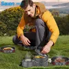 35pcs Camping Cookware Mess Kit, Large Size Pot Pan Kettle with 5 Cups, five Dishes, Fork Knife Spoon Kit for Backpacking, Outdoor