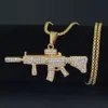 Mode-Diamanten Hanger Kettingen Voor Mannen Alloy Rhinestones Rifle Luxe Ketting Rvs Cubaanse kettingen Mode-sieraden