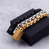 XMAS Gifts silver/gold/black Mens Hip-Hop CZ Stainless steel square rolo box- link chain bracelet with cool CZ Clasp fashion jewelry 8mm