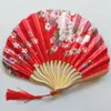 Hand gehouden fans zijde bamboe vouwen fans handheld gevouwen ventilator Chinese stijl voor kerk bruiloft gift vintage home decor