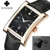 Wwoor horloge mannen top merk luxe goud zwart vierkant horloges voor mannen lederen waterdichte datum klok business quartz polshorloge box cx200805