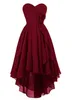 Sweetheart High Low Asymmetrical Bridesmaid Dress Chiffon Ruffles Party Prom Homecoming Dresses Laceup Back3542548