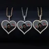 Custom Made Love Coeur Forme Photo Médaillons Pendentif Collier Iced Out Hommes Femmes Couple pendentif, vous envoyer une photo par message après paiement